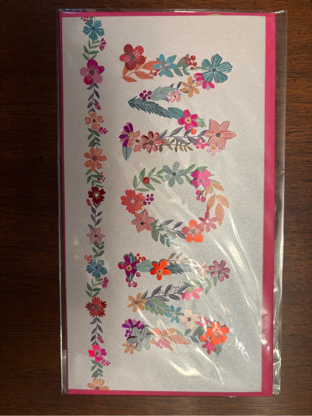 Papyrus Floral "MOM" Card with Pink Border